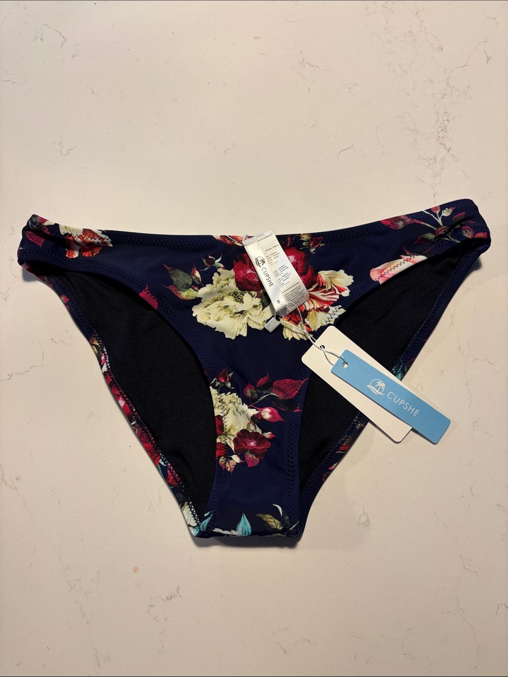 Cupshe Navy Floral Ruffle Bikini Set - Picture 2 of 6